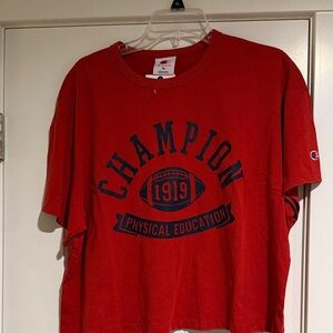 Champion Red Physical Education Crop Tee